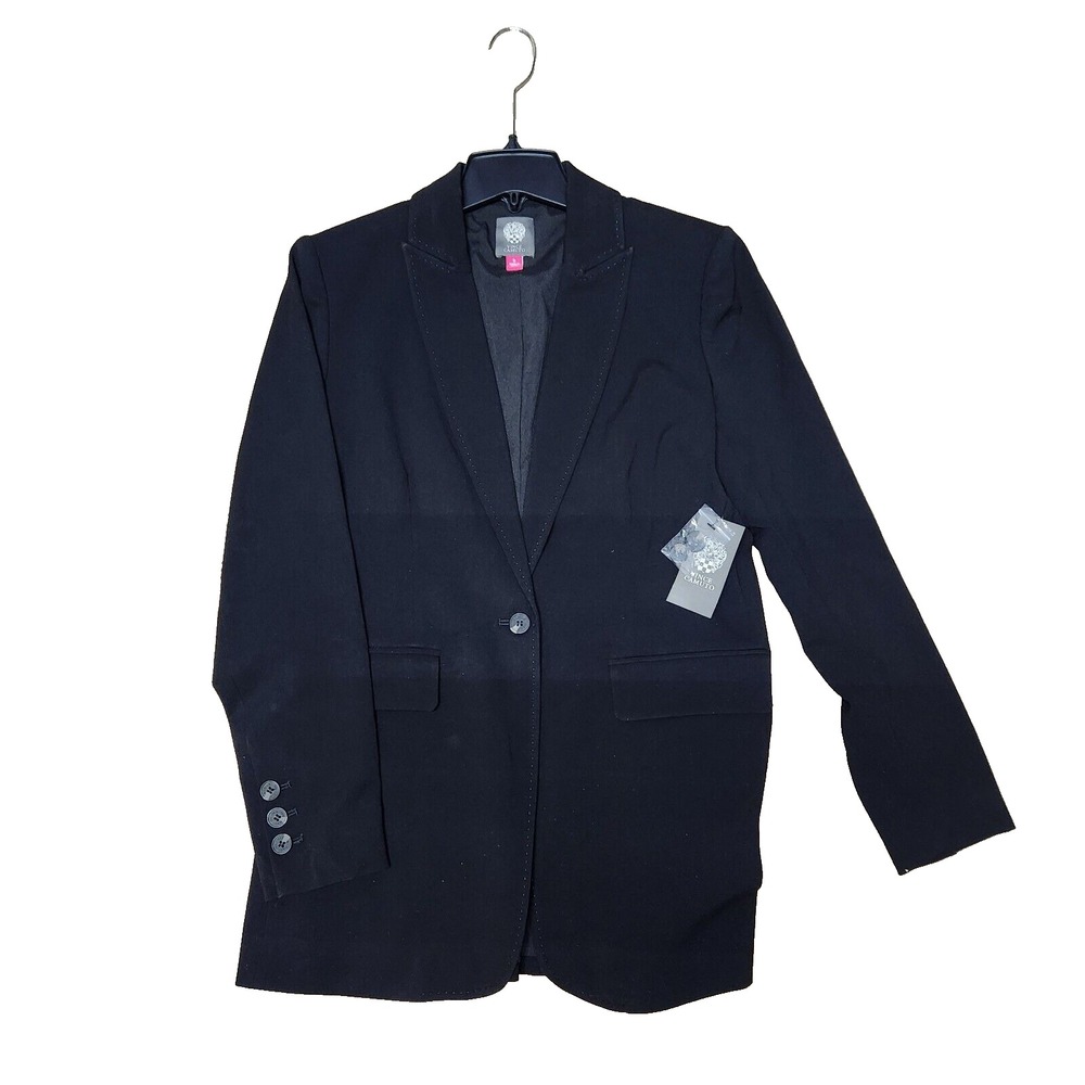 Vince Camuto Blazer Womens Size 6 Black Peak Lapel Stitched Edge Collar